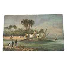 Postcard Landscape Near Cairo Egypt Artist Signed A Marchettini Vintage B427 picture