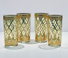 Vintage 1960's CULVER Valencia Highball Glasses Set of 4 22k Gold MCM Signed picture
