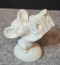 Vintage Hallmark fine bisque porcelain white mouse with cheese Present  picture