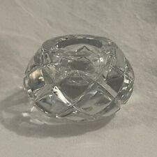 VTG Small Round Heavy Lead Crystal Candle Holder Pineapple Lines 3.5