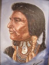 Southwestern Painting Native American Warrior Canvas Signed by Artist 12 x 9 picture