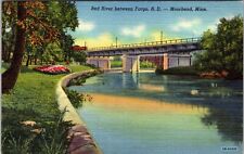 Moorhead MN-Minnesota, Red River, Scenic View, Vintage Postcard picture