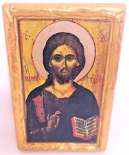 Jesus Christ Byzantine Macedonia Greek Orthodox Icon Art on Wood ICXCNIKA 1249ng picture