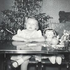 KF Photograph Girl Christmas Tree Doll Teddy Bear 1950's picture