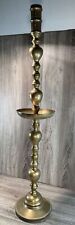 Giant Etched Brass Floor  Candlesticks Altar Prayer Candle Holders 50 Inch Tall picture