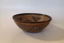 Shipibo Peru Red Mud Clay Handmade Bowl Pottery Tribal Pattern 9” picture