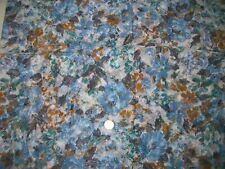 Vintage Sheer Voile Dress & Blouse Fabric White & Blues Floral Design 1 2/3 yd + picture