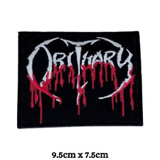 Obituary Blood Drip Logo Death Embroidery Patch Iron ON Sew On Badges Applique picture
