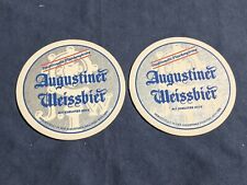 Vintage Augustiner Weissbier Beer Munich Munchen Germany Coaster Set of 2 picture