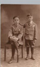 TWO YOUNG JEWISH BOYS real photo postcard rppc studio portrait rosenberg picture
