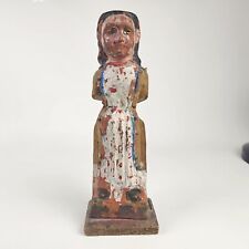 Hand Carved & Polychrome Folk Art Virgin Mary Antique Sculpture 13