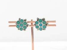 Sterling Silver Blue Turquoise Inlay Cluster Earrings Stud picture