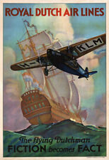 Royal Dutch Airlines KLM - Flying Dutchman - 1920's Travel Poster picture
