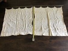 VTG Homemade Curtain Pair Cafe Cream Curtains 36Lx32W W/Brass Rods picture