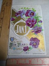 Postcard - Embossed Flowers Print - New Year Holiday Greeting Card picture