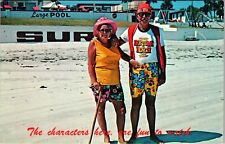 Daytona Beach FL-Florida, People Standing On Beach, Vintage Postcard picture