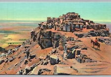 Postcard Mesa and Old Walpi Hopi Native American Indian Tusayan Arizona AZ Burro picture