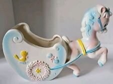 Vintage Baby Inarco E-2239 Pony Pulling Carriage Planter Trinkey Holder Japan. picture