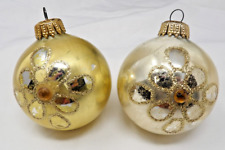 2 Vintage West German Blown Glass Ball Christmas Ornaments 1 Silver & 1 Gold 3