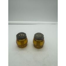 Antique Barrel Salt and Pepper Shakers Amber Glass picture