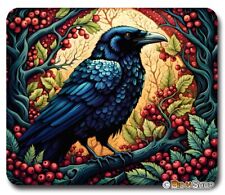 WHIMSICAL FOREST RAVEN - Mousepad / PC Mouse Pad - GOTHIC GOTH HOME OFFICE GIFT picture