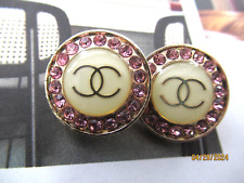 CHANEL 2  OFF WHITE, GOLD TONE, PINK STONES, 20MM BUTTONS THIS IS FOR 2 picture
