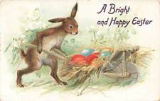 c1910 Raphael Tuck Rabbit Wheelbarrow Eggs Humanized Anthropomorphic Easter P360 picture