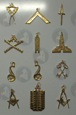 Masonic Blue Lodge Officer Collar Jewels Set Of 12 Pc's (Gold)-Masonic Hub picture