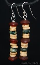 ANCIENT ROMAN GLASS & EGYPTIAN CARNELIAN & MUMMY BEAD EARRINGS; 300 BC - 100 AD  picture
