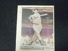2002 JULY 6 NEW YORK DAILY NEWS - TED WILLIAMS RED SOX GREAT DIED - NP 2156 picture