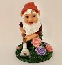 Elf Dwarf Vintage Miniature Gardener Hoe Flower Garden Resin Figurine 3.5
