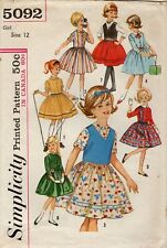 Simplicity 5092 Girl's 7 Day Wardrobe - Dress & Weskit w Variations Sz 12 CUT picture