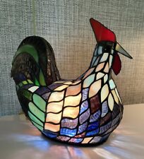 Vtg Stained Glass Lamp Rooster Chicken Tiffany Style Night Light On/Off Switch picture