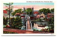 VTG Foot Bridge Over The Kennebec River, Waterville, ME Postcard picture