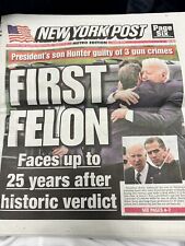 HISTORIC NEW YORK POST JUNE 12 2024 Hunter Biden First Felon Conviction MAGA picture