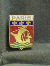 Vintage Paris France Enamel Pin French Crest Shield Coat of Arms Badge Old Ship picture