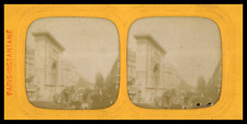 Paris, Porte Saint-Denis, circa 1870, day/night stereo (French Tissue) vintage print picture