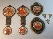 Vintage 24K Gold Plated Porcelain Cameo Double Wall Hangings ****7 Pieces**** picture