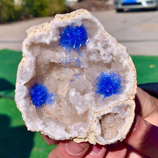 129G Rare Moroccan blue magnesite and White quartz crystal coexisting specim picture