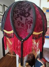  Victorian Style Red Velvet, Gold & Black  Beaded Fringed Hand Made Lamp Shade picture