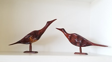 Vintage Folk Art Pair of Carved Coastal Beach Wooden Birds picture