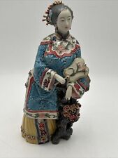 VTG Shi Wan Chinese 11” Ancient Beautiful Lady Pottery Porcelain Figurine picture