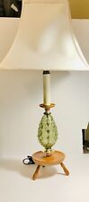VTG Mid Century Green Glass Globe  & Wood Table Lamp No Shade  picture