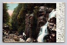 c1900 UDB Postcard White Mountans NH Cascade Flume Franconia Notch Man & Woman picture