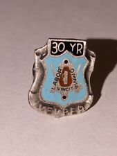 Vintage Sterling Silver Freemason Labor Omnia Vincit Union 30 Year Member Pin picture