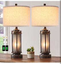 Set of 2 Farmhouse Lamps for Living Room, Rustic Vintage Bedroom Bronze  picture