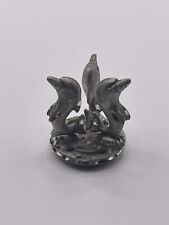 Vintage Pewter Dolphin Family Miniature Figurine Trinket picture