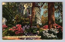 Brunswick GA- Georgia, Court House Square, Azaleas In Bloom, Vintage Postcard picture