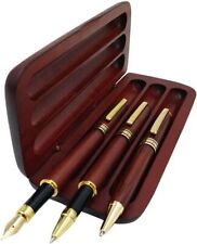 3 Pcs Wooden Pens Set with Gift Case/Best Writing Fountain Father's Day Special  picture