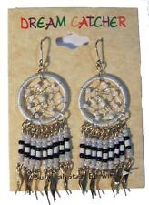 1 PAIR WHITE DREAM CATCHER EARRINGS W SEED BEADS surgical steel womens EARRING picture